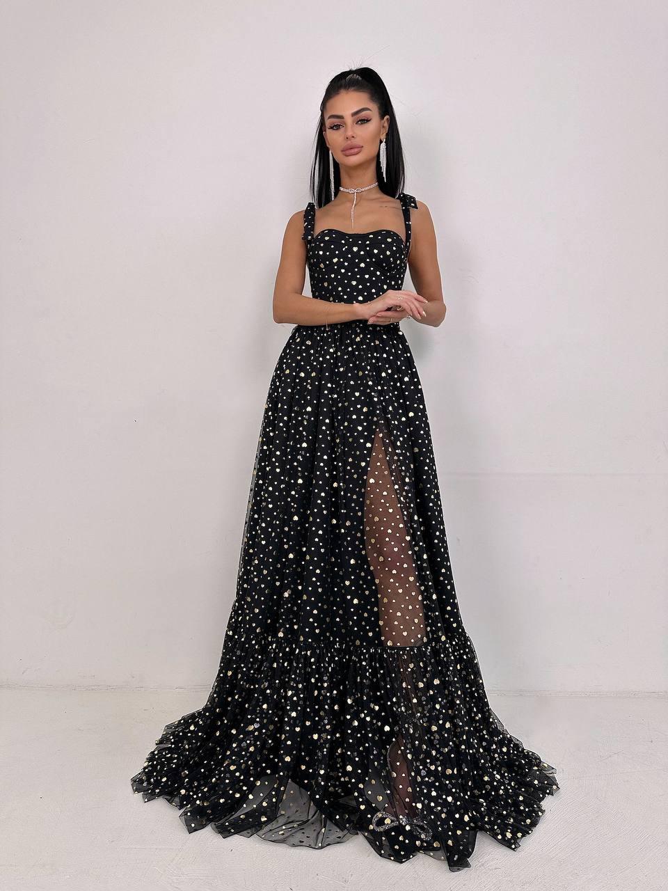 Красива жіноча сукня-бюст'є з пишною спідницею із сітки довжина максі  Smb9296