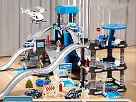 Захоплюючий ігровий набір Трек Поліцейська дільниця для дитини Парковка гараж Вантажівки 6 машинок і вертоліт