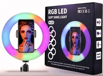 Кільцева LED-лампа RGB MJ20 (20 см) (1 кріплення) (керування на дроті) (40)