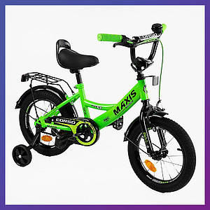 Велосипед дитячий двоколісний сталевий Corso MAXIS-14125 14" зріст 95-115 см вік 3 до 6 років Зелений