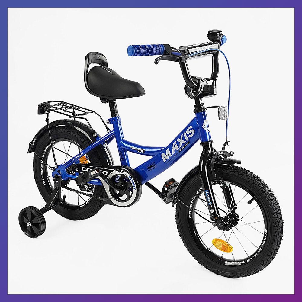 Велосипед дитячий двоколісний сталевий Corso MAXIS-14722 14" зріст 95-115 см вік 3 до 6 років Синій, фото 1