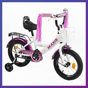 Велосипед дитячий двоколісний сталевий Corso MAXIS-14187 14" зріст 95-115 см вік 3 до 6 років Білий