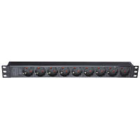 Оригінал! Силовий блок Eserver 19" 9 розеток, кабель 1.8м, алюм. корпус PDU 220В, 16А (WT-2261A-GER-9WAY) - Вища Якість!