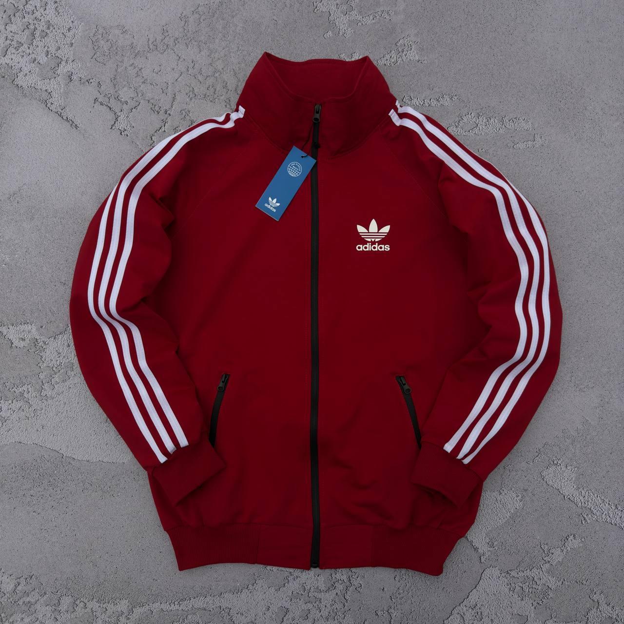 Adidas олімпійка чоловіча на блискавці весняна осіння спортивна кофта адидас червона