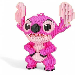 Конструктор Стіч Angel рожевий дитячий 33 см із блоків 3D Magic Blocks, наноблок 3D конструктори