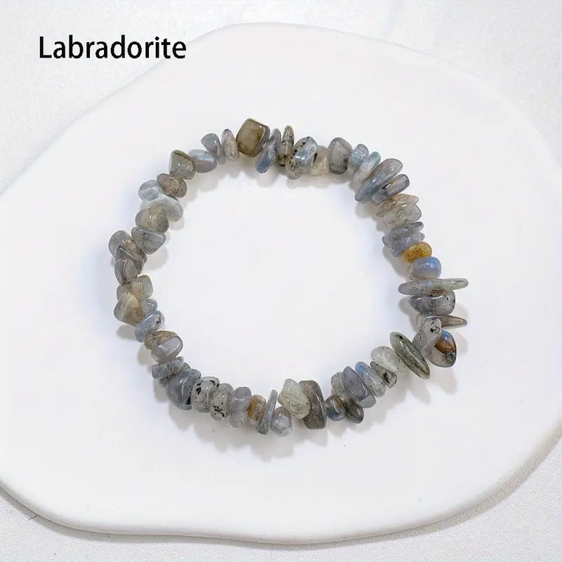 Природний браслет на руку з натуральних каменів Лабрадорит безрозмірний, фото 1