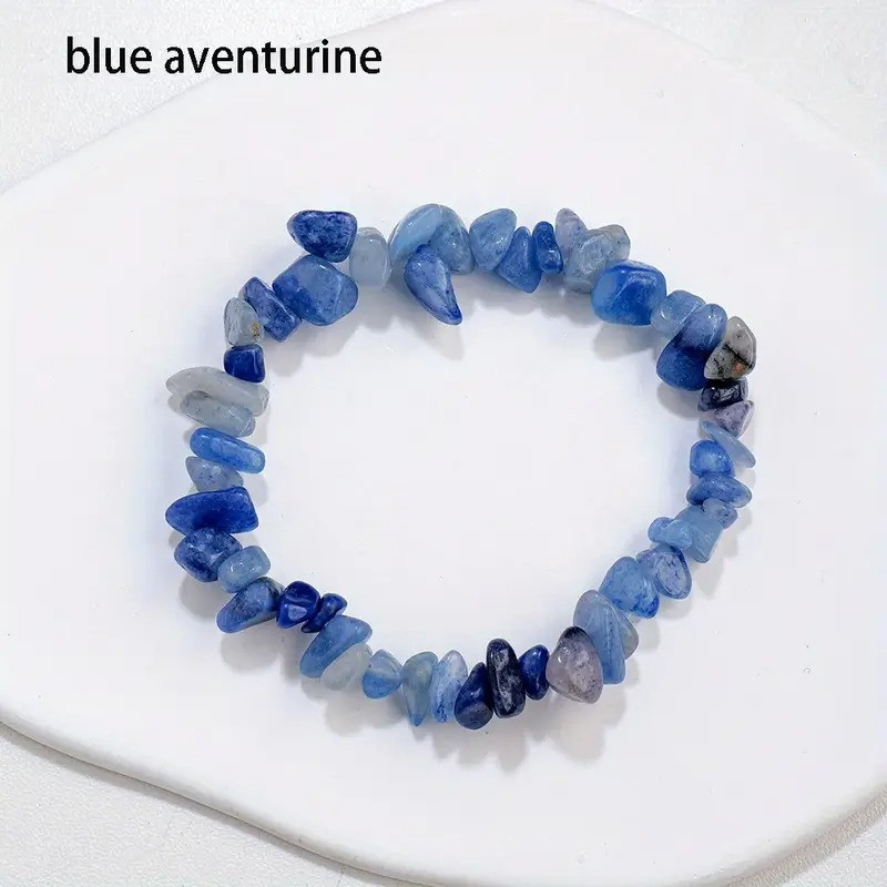 Природний браслет на руку з натуральних каменів Синій Авантюрин безрозмірний, фото 1