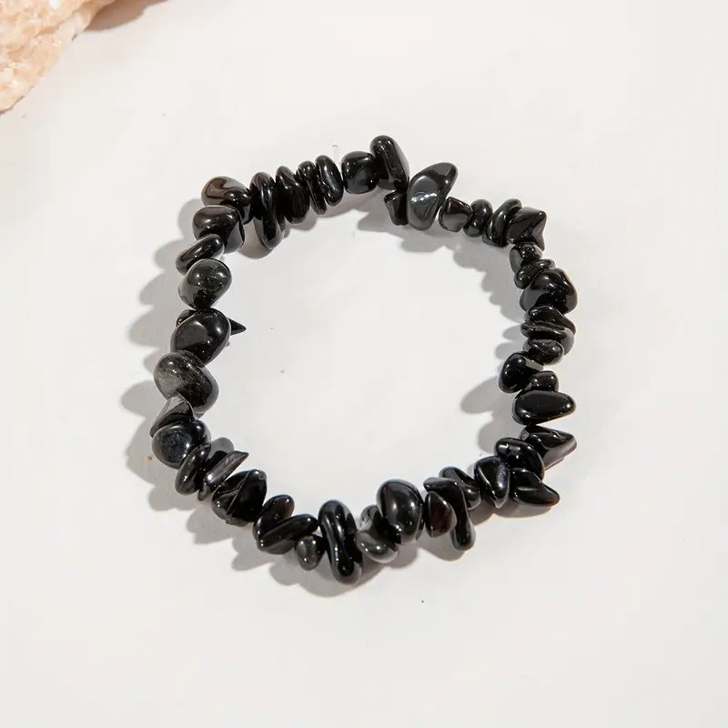 Природний браслет на руку з натуральних каменів Обсидіан безрозмірний, фото 1