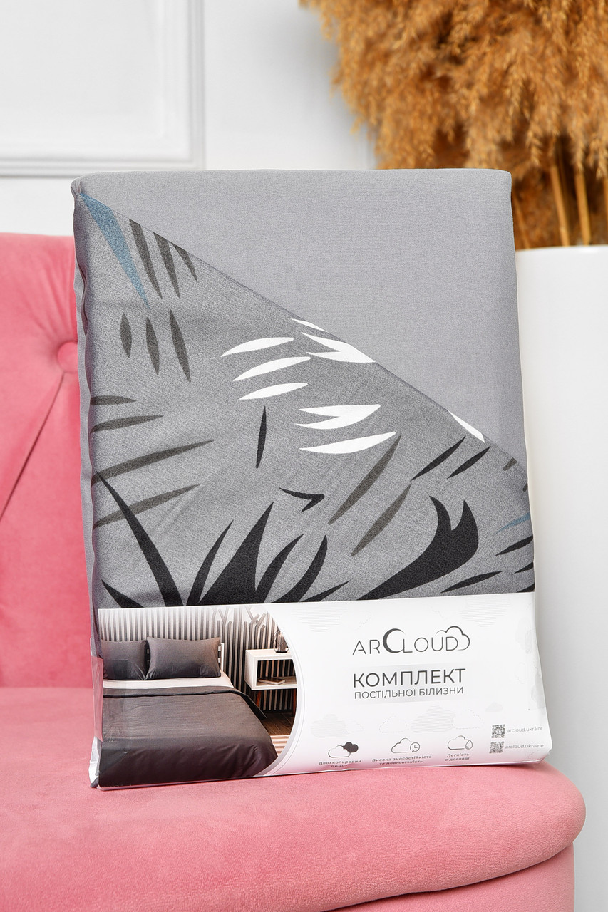 Комплект постільної білизни євро з принтом сірого кольору 196757P, фото 1