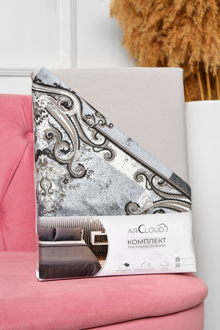 Комплект постільної білизни євро з принтом світло-коричневого кольору 196760P, фото 1