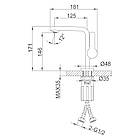 F1088 умивальник одноважі. літій вилив лат. корпус гайка Ø 35 (хром) In4210/1ult, фото 5