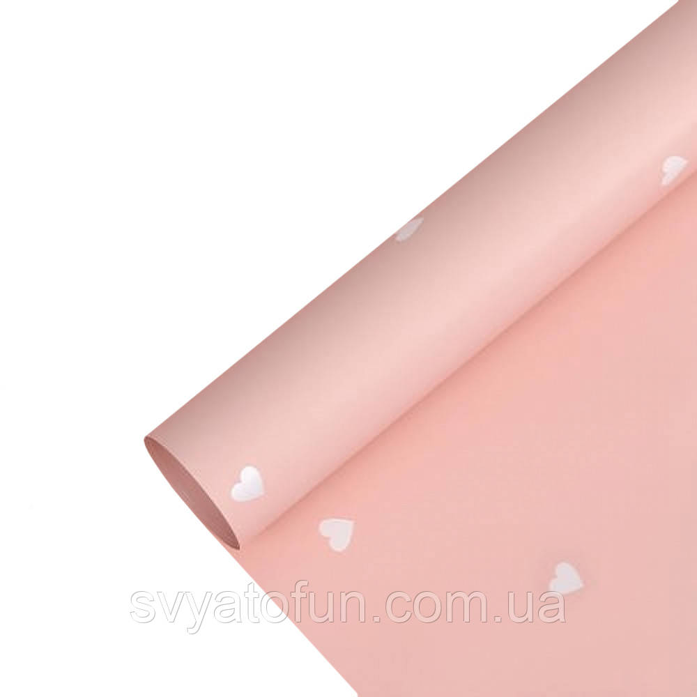 Плівка в аркушах "Серця" матова рожева 20 шт