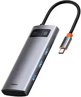 USB-хаб Baseus Metal Gleam Series 5-in-1 Multifunctional Gray (WKWG020013)