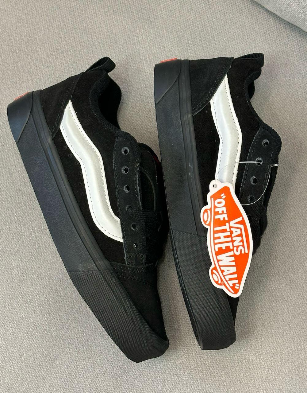 Кеди Vans Skool KNU Black White Ванс Скул Кну низькі унісекс чорно-білі демісезон