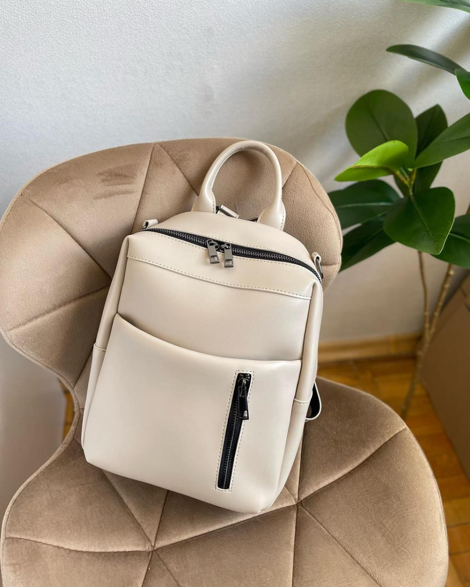 БЕЖ ТАУП — сумка-рюкзак - великий, якісний, із зручною кишенею спереду (Луцьк, 802) 5011246, фото 1