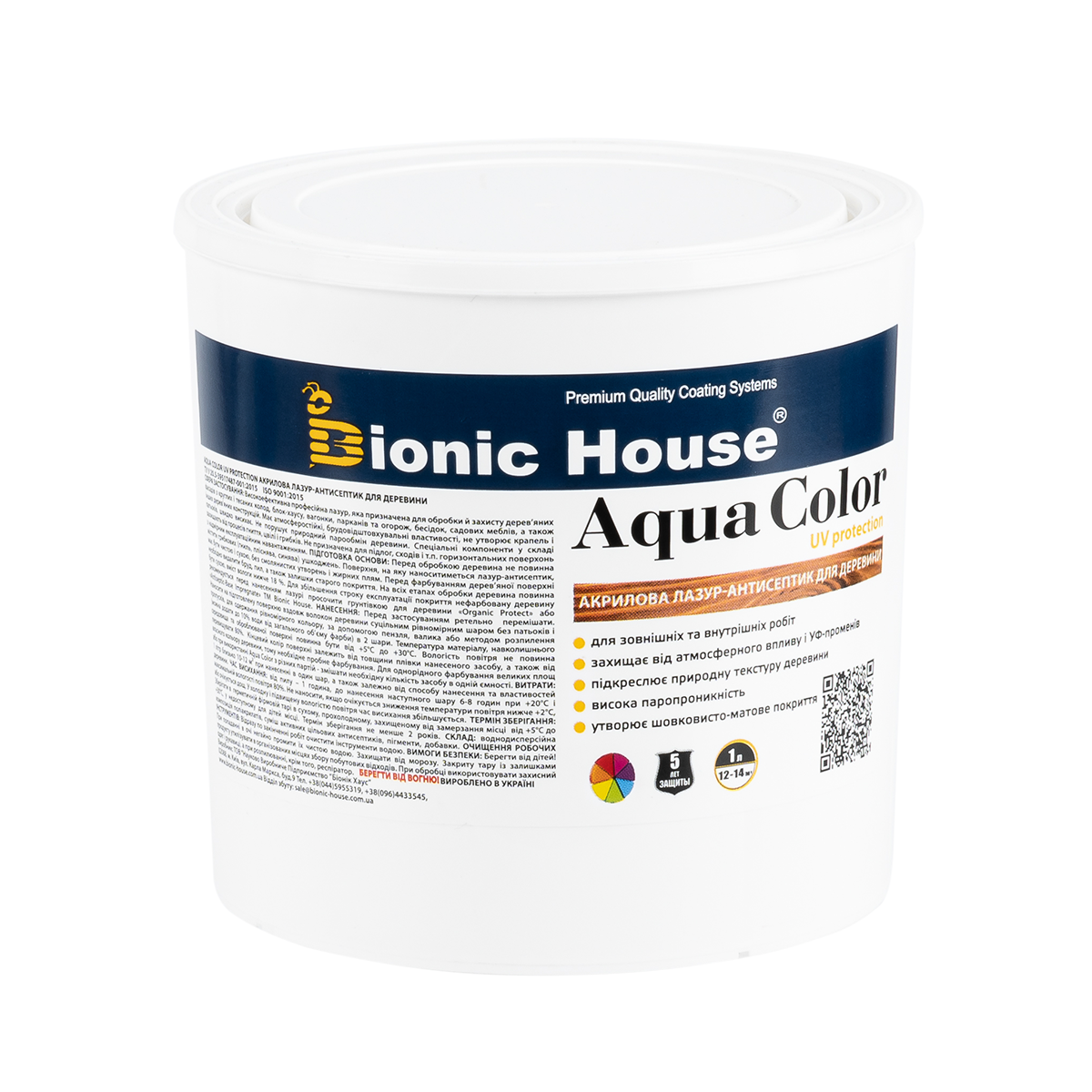 Лазур для дерева Bionic House Aqua Color UV Protect всі кольори 0.8л