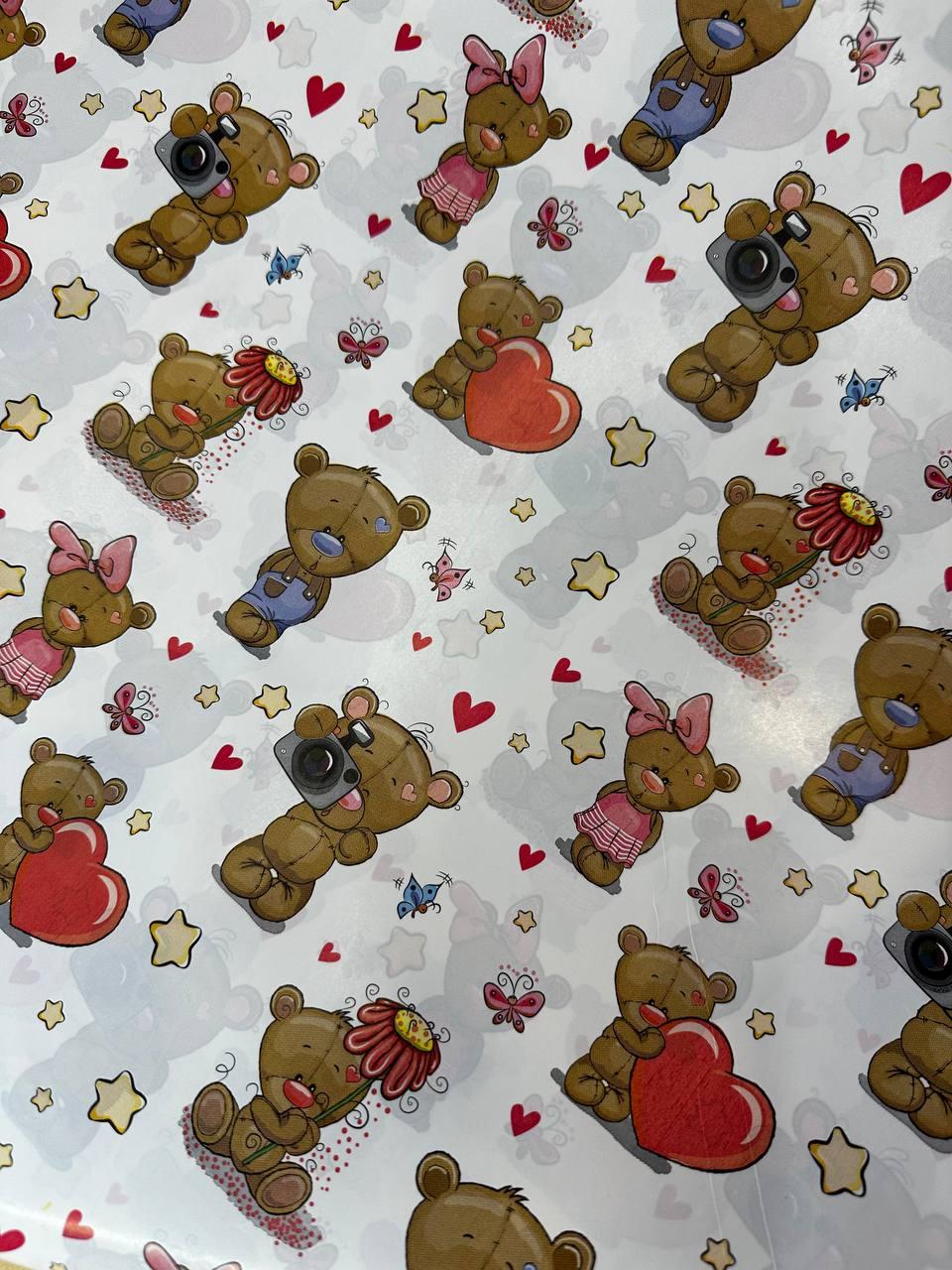 Подарунковий папір для пакування "Ведмедики", 700x1000 мм, 5 шт/уп, Україна