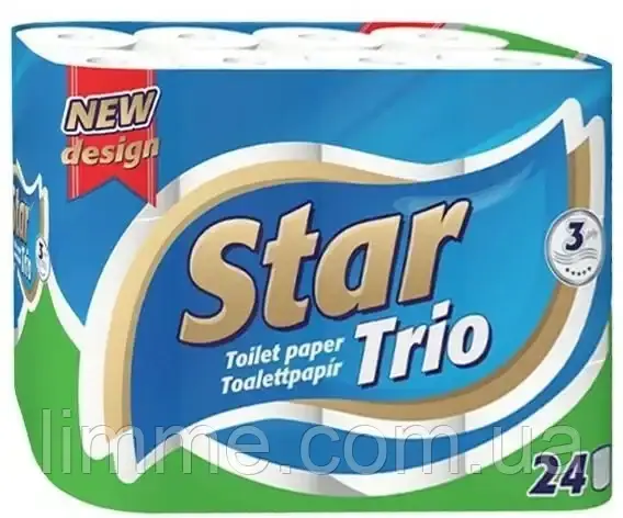 Туалетний папір тришаровий Star Trio 24 шт