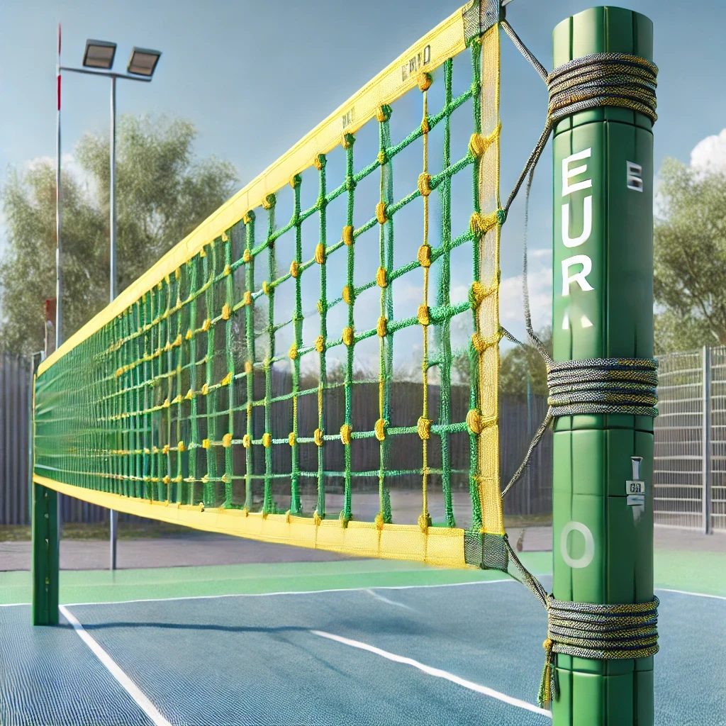 Сітка для волейболу без-вузлова «Євро» з паракордом сітка волейбольна зелено-жовта, фото 1