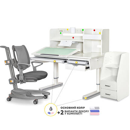 Комплект (L) Mealux Montreal 2 Grey (парта+крісло+тумба) (арт.BD-670_2WG+Полиця+Y-1030+C-12 GREY), фото 1