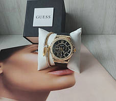 Жіночий годинник Guess +браслет black/gold
