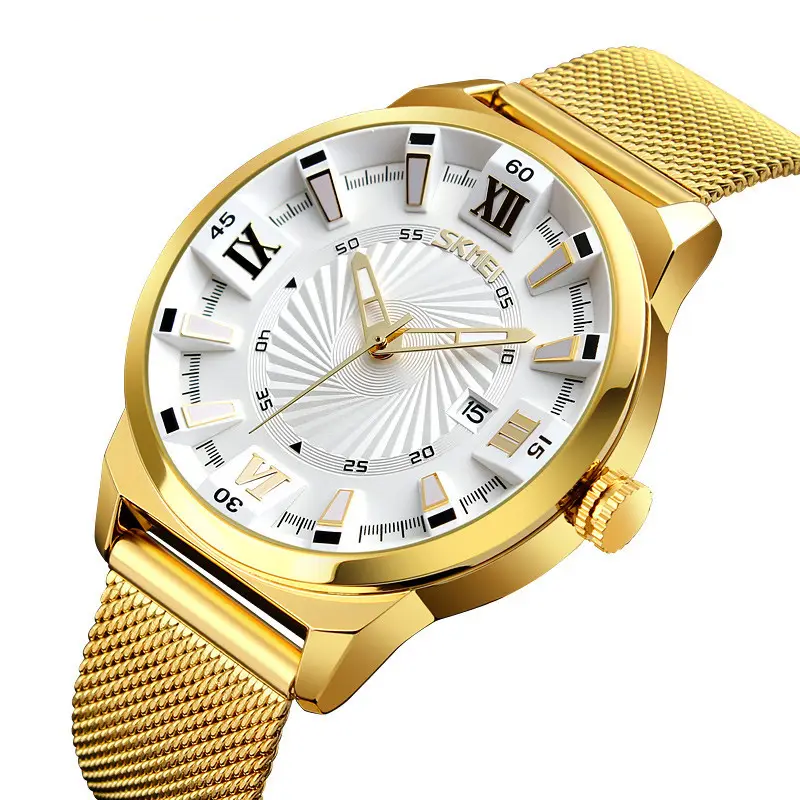 Оригінальні чоловічі годинники Skmei 9166 white Gold