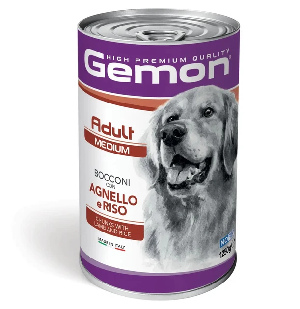 Вологий корм для собак середніх порід Gemon Dog Adult Medium шматочки з ягнятком та рисом 1.25 кг