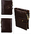 Шкіряний міні гаманець з двома відділеннями А03-КТ-10225 Темно-коричневий, фото 3