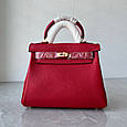Шкіряна популярна сумка з ручкою 25см золота фурнітура КТ-815-25 Червона, фото 9