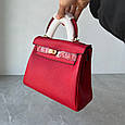 Шкіряна популярна сумка з ручкою 25см золота фурнітура КТ-815-25 Червона, фото 10