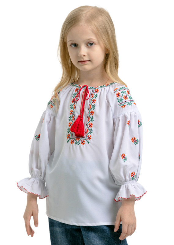 Вишиванка для дівчинки Веселка біла