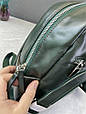 Шкіряний рюкзак гладка фактура з кишенею спереду с37-кт-2832 Зелений, фото 8