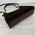 Замшева жіноча сумка Lanvera с101-кт-4381 Шоколадна, фото 7