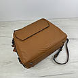 Містка шкіряна сумка фактура рептилія Lanvera кт-4373 Коричнева, фото 6