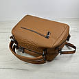 Містка шкіряна сумка фактура рептилія Lanvera кт-4373 Коричнева, фото 7
