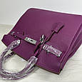 Стильна шкіряна сумка на дві ручки 30см срібна фурнітура С102-КТ-835-31 Фіолетова, фото 4