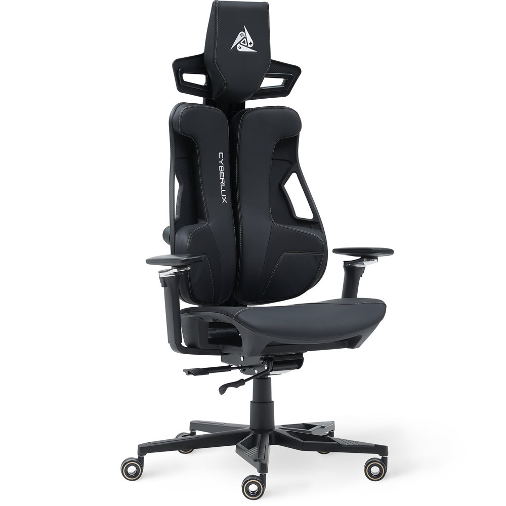 Геймерське ергономічне крісло для комп'ютера Cyberlux V10 Black екошкіра
