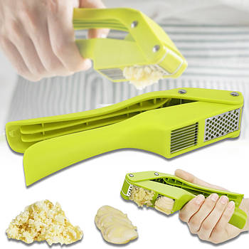 Ручний прес для часнику з функцією слайсера Garlic Slicer Часникодавка 2 в 1 Зелена