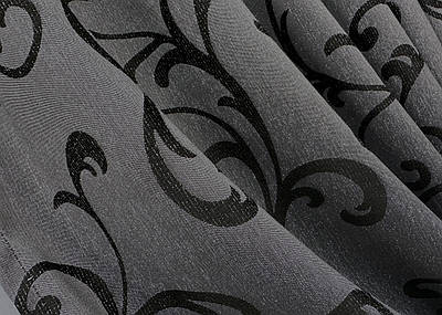 Шторна тканина жакард "Allure" з люрексовою ниткою. Колір сірий з чорним. Код 1619ш