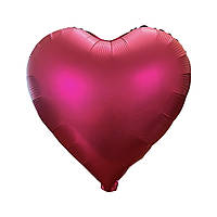 Куля фольгована серце червоний оксамит, 18" (45 см) Китай