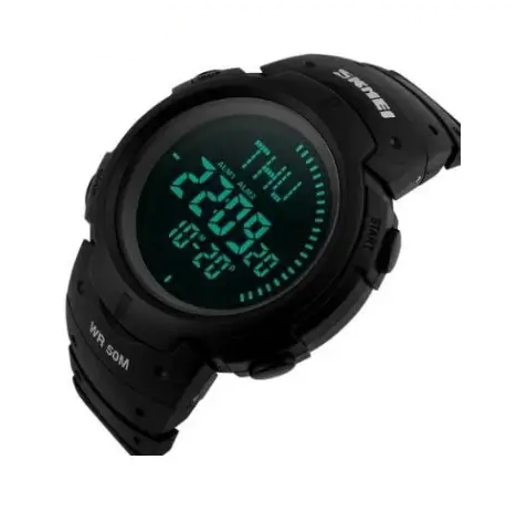 Спортивний чоловічий годинник Skmei 1231 з компасом Чорний, фото 1