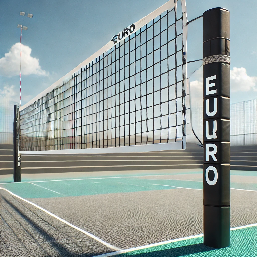 Сітка для волейболу без-вузлова «Євро» з тросом сітка волейбольна чорно-біла, фото 1