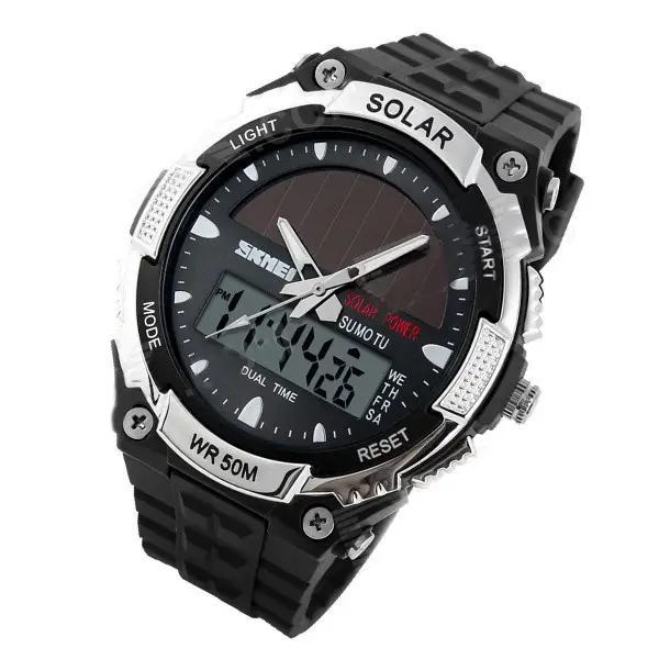Спортивний чоловічий годинник Skmei 1049 із сонячною панеллю Срібний, фото 1