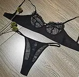 Комплект жіночої білизни чорного кольору трусики та ліф без кісточок, фото 2