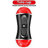 Мастурбатор з двома отворами, Мастурбатор 2в1 рот і вагіна, Двосторонній мастурбатор Чоловічий, Інтимні іграшк, фото 4