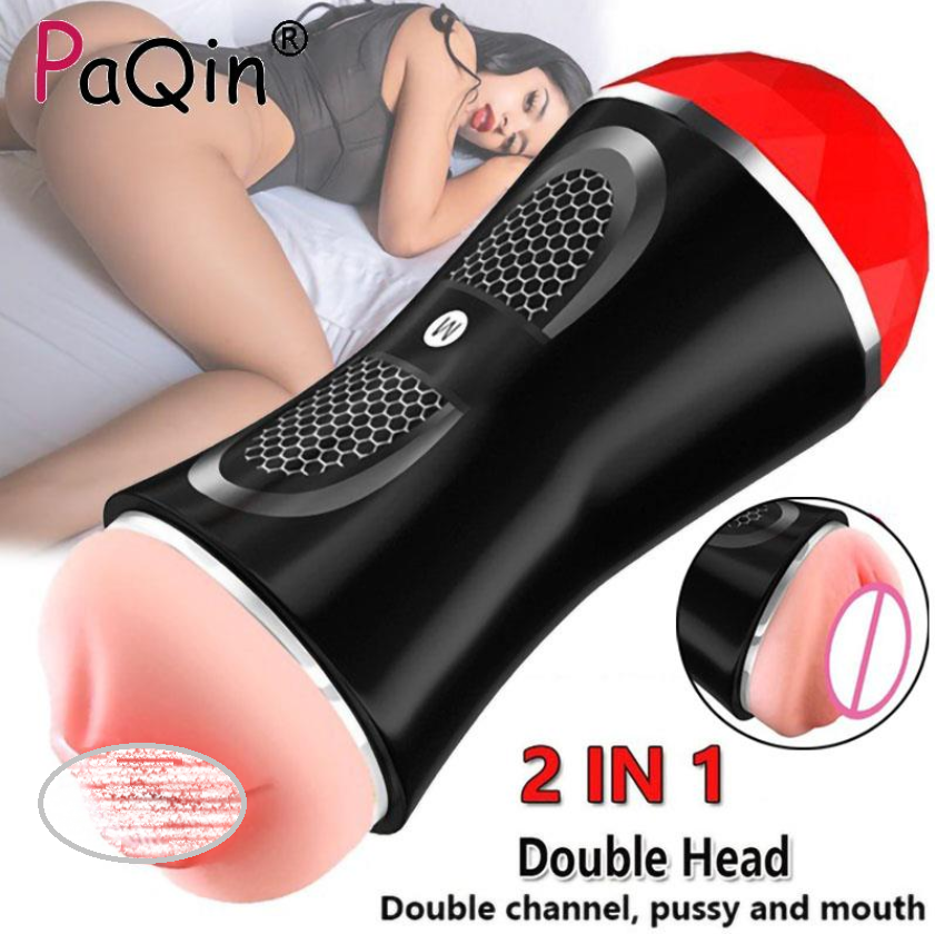 Мастурбатор з двома отворами, Мастурбатор 2в1 рот і вагіна, Двосторонній мастурбатор Чоловічий, Інтимні іграшк, фото 1