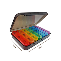 Таблетниця Органайзер — для таблеток 7 днів Чорна-Кольорова 13х20см, фото 3