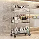 Металева етажерка органайзер на колесах стелаж пересувний 3 яруси YJ-023-3F, фото 2
