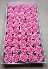 Подарунковий набір троянд із мила 50 шт Колір Рожевий, Подарунковий набір Мильні троянди 50 шт Рожеві, фото 3
