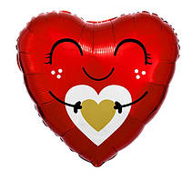 Куля фольгована серце з посмішкою 17" (Китай)